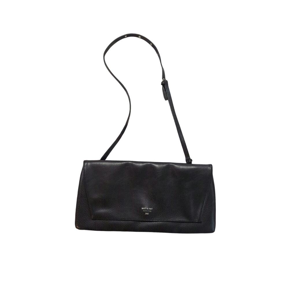 Matt & Nat Black Pebbled Vegan Leather Clutch Crossbody Bag